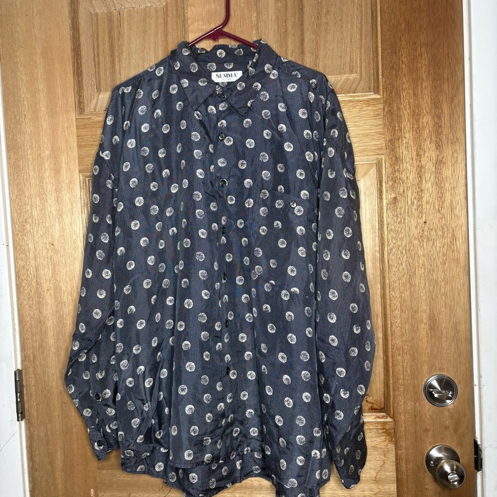 Summa‎ Silk women gray Patterned Shirt button down size XL